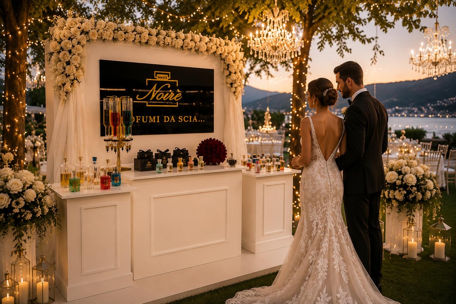 Noiré Parfum Bar — Matrimonio elegante con bancone profumi