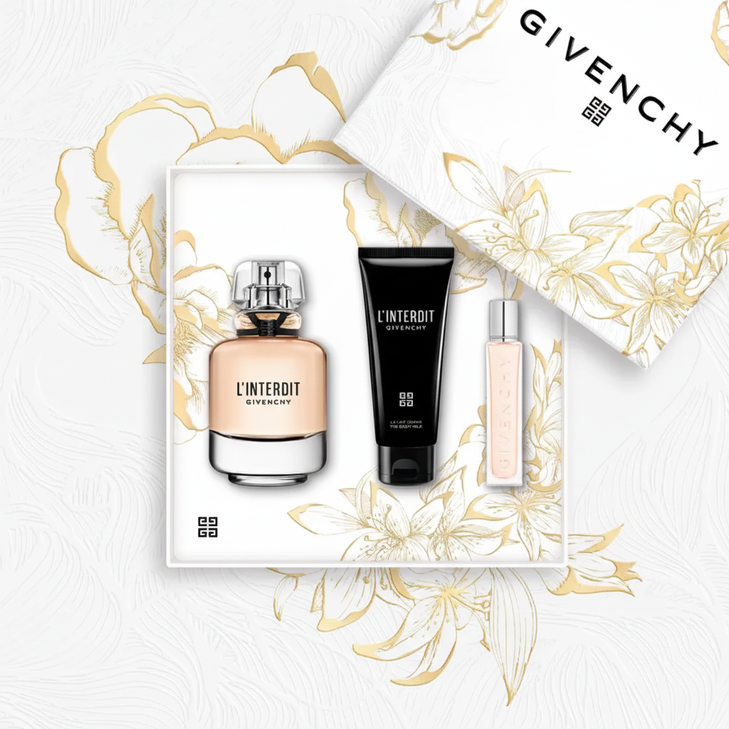 GIVENCHY L'INTERDIT EDP 80 ml + Lozione Corpo 75 ml + Profumo da viaggio 12,5 ml Set Regalo