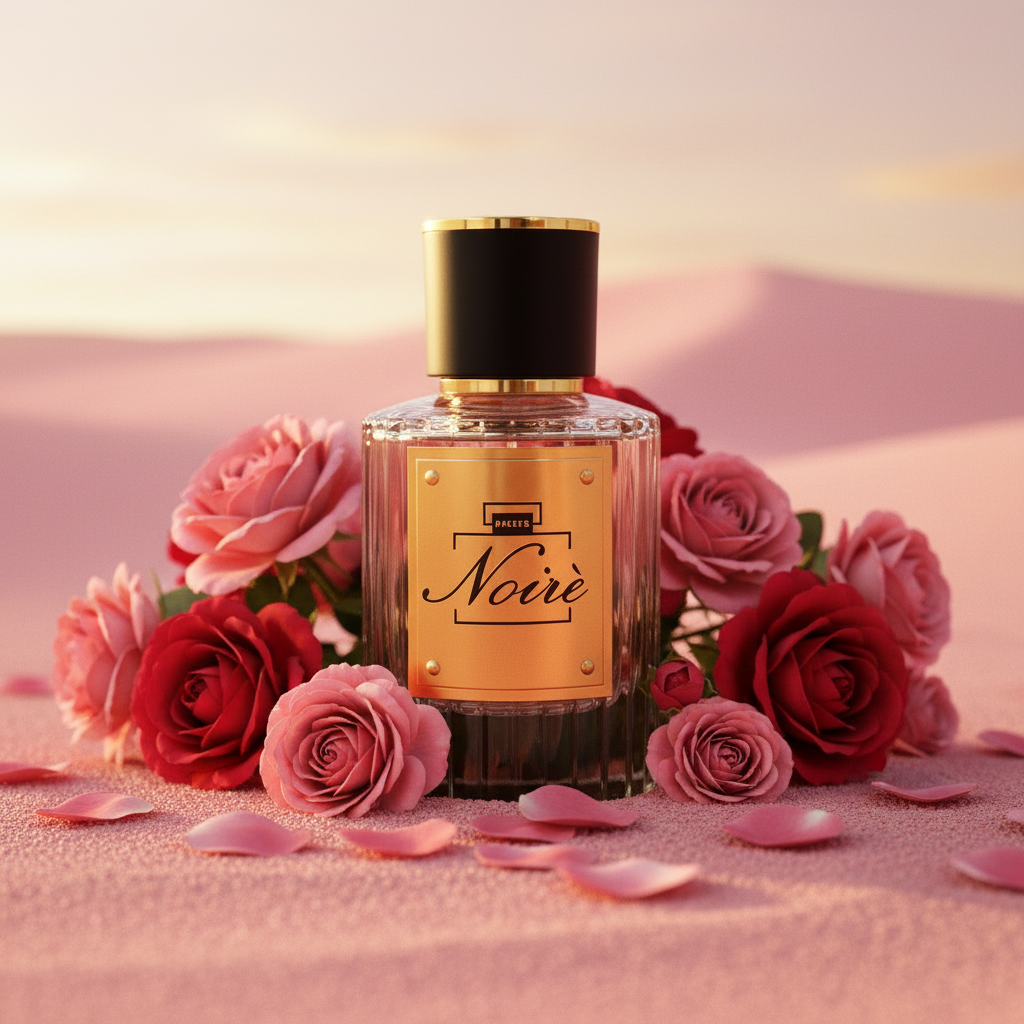 Noiré profumo – paesaggio desertico con sabbia rosa e rose bulgare