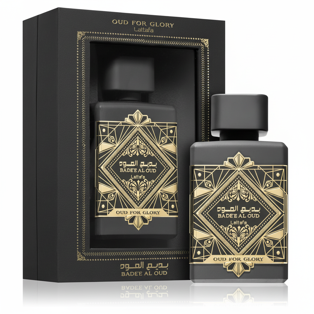 Lattafa Badee Al Oud Oud For Glory con packaging ottimizzato per Shopify