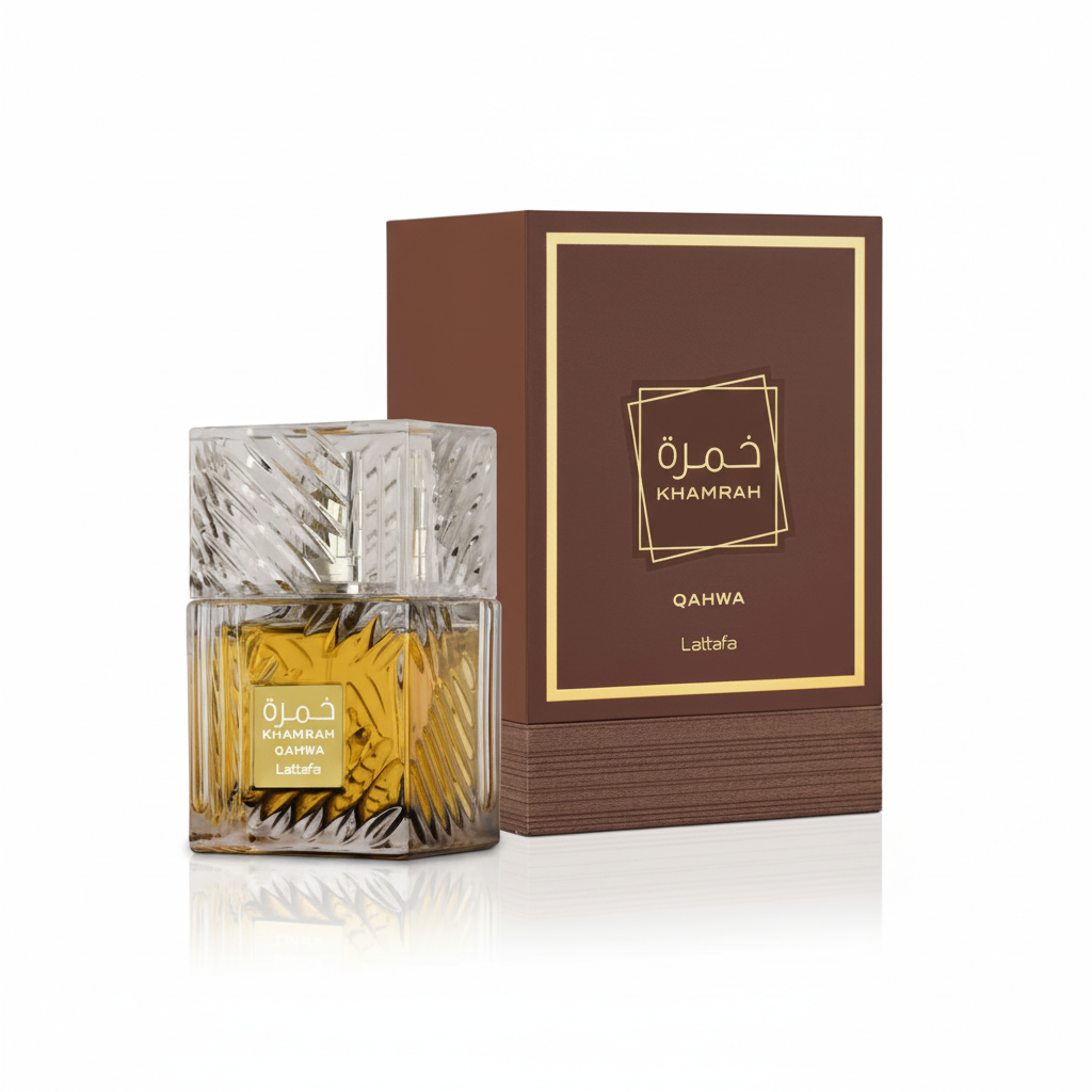 Lattafa Khamrah Qahwa con packaging ottimizzato per Shopify