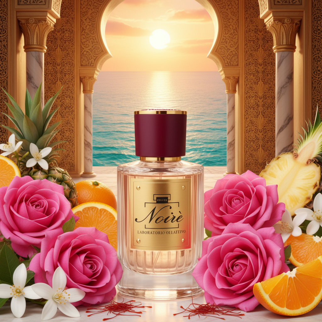 Profumo Noiré giardino arabo con ananas arancia zafferano rosa
