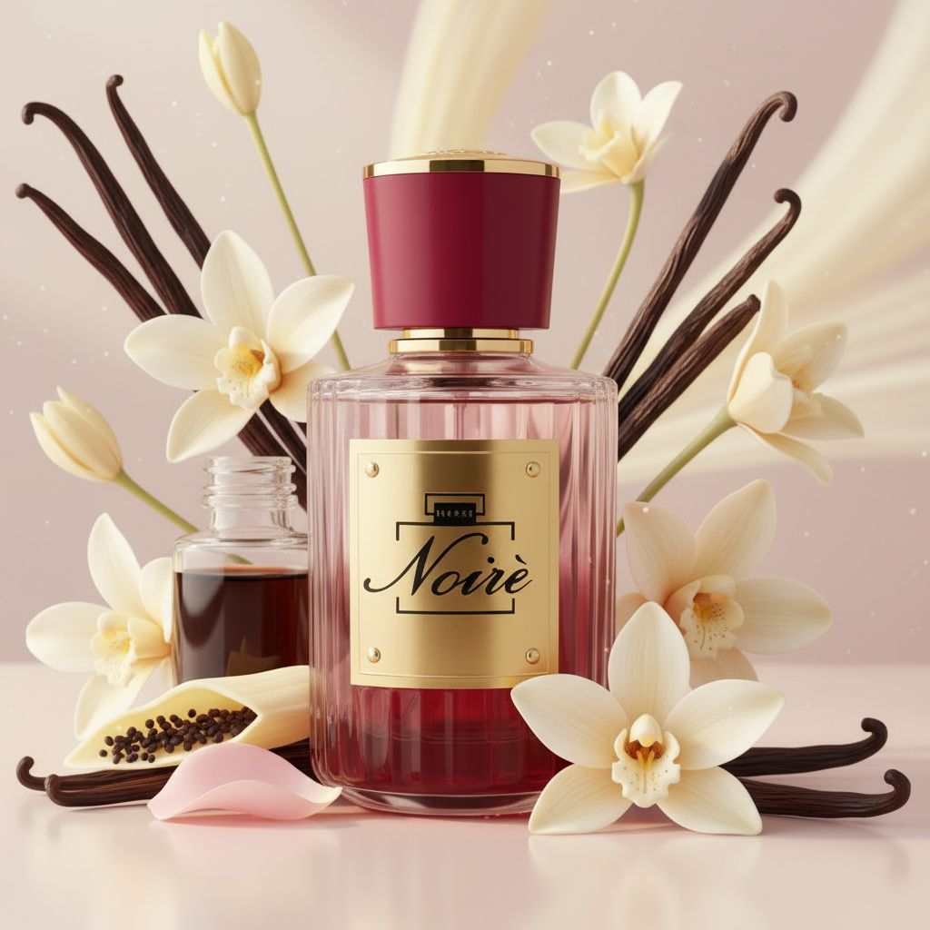 Profumo Noiré con sfondo vaniglia