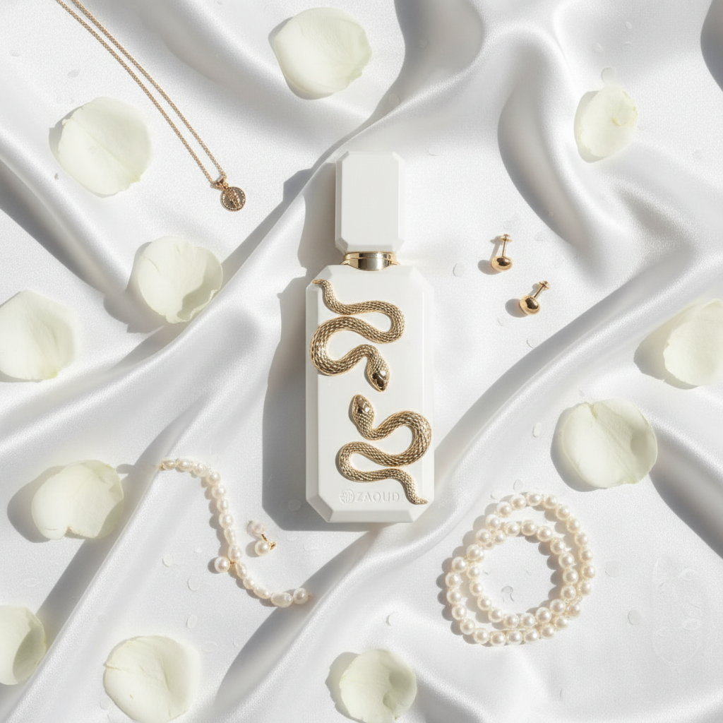 Veneno Bianco – Silk & Pearls Flat Lay